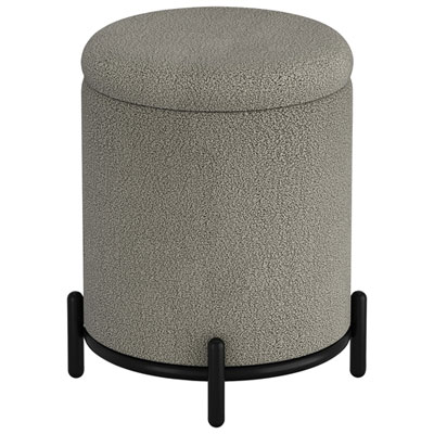 Pouf De Rangement Rond En Tissu !nspire - Gris Chaud