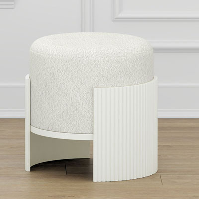 Pouf Rond En Tissu Inspire - Ivoire/blanc