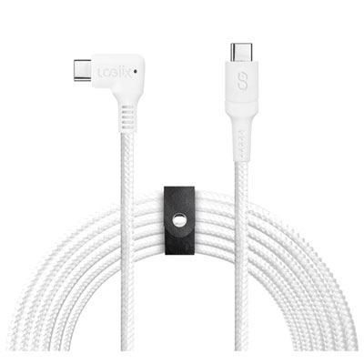 Câble Tissé Usb-C À Usb-C De 3 M (9,84 Pi) Piston Connect Xl 90 De Logiix - Blanc