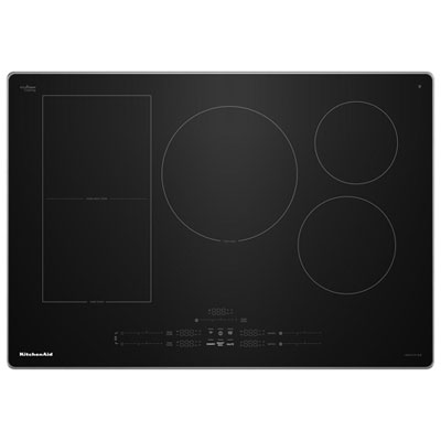 KitchenAid 30" 5-Element Temp Cook Induction Cooktop (KCIT730SSS) - Black Glass/Stainless Steel
