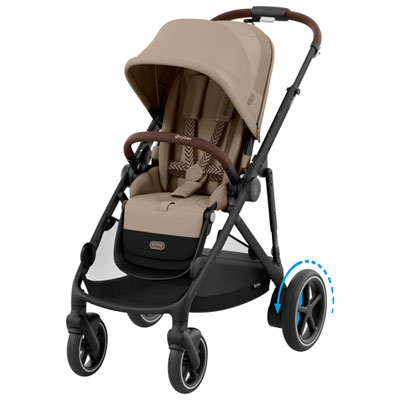 Cybex e-Gazelle S Convertible Full-Size Stroller - Almond Beige/Black