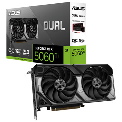Carte Graphique Dual Geforce Rtx 5060 Ti Oc Gddr7 De 16 Go D'asus