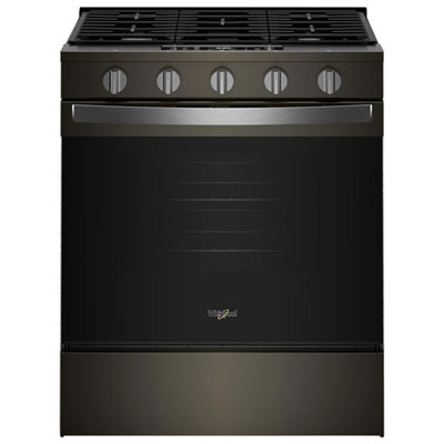 Whirlpool 30" 5.0 Cu. Ft. Fan Convection 5-Burner Slide-In Gas Range (WSGS5030SV) - Black-on-Stainless Absolutely love it!