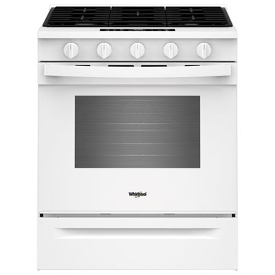 Whirlpool 30" 5.0 Cu. Ft. Fan Convection 5-Burner Slide-In Gas Range (WSGS5030SW) - White