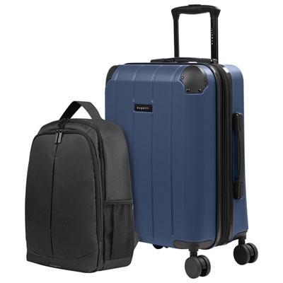 Bugatti New York 21.5" Hard Side Expandable Carry-On Luggage & Backpack - Navy - Only at Best Buy