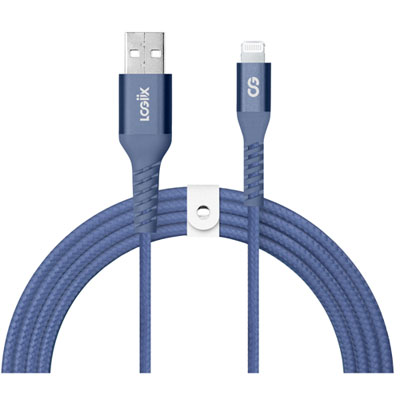 LOGiiX Vibrance 1.2m (3.94 ft.) Braided USB-A to Lightning Cable - Midnight Blue
