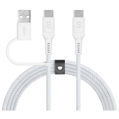 Câble Usb-C À Usb-C/usb-A 2-En-1 De 1,5 M (4,9 Pi) De Logiix - Blanc