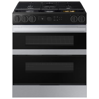 "Open Box - Samsung 30"" Cu. Ft. Double Oven 5-Burner Slide-In Dual Fuel Air Fry Range - Stainless - Scratch & Dent"
