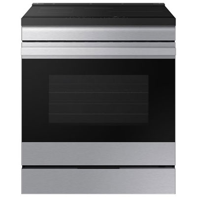 "Open Box - Samsung BESPOKE 30"" 6.3 Cu. Ft. True Convection Induction Slide-In Electric Range - SS - Scratch & Dent"