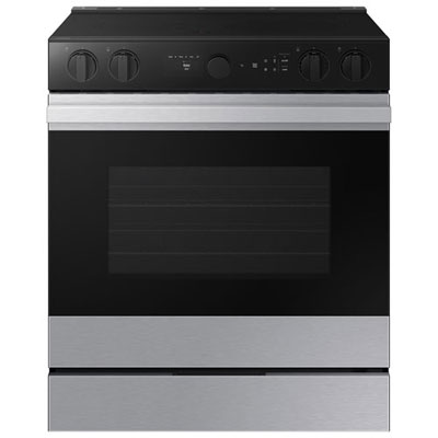 "Open Box - Samsung 30"" 6.3 Cu. Ft. True Convection 5-Element Slide-In Electric Range - SS - Scratch & Dent"