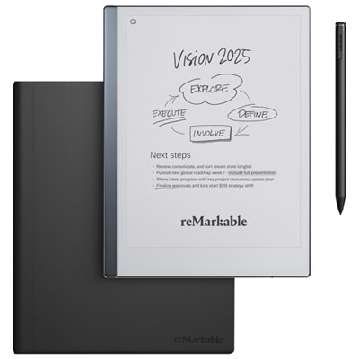 reMarkable 2 10.3" 8GB Paper Tablet with Marker Plus Pen & Leather Folio Case - Black
