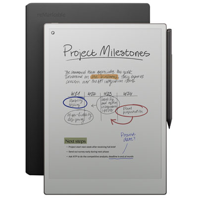 reMarkable Paper Pro 11.8" 64GB Paper Tablet with Marker Plus Pen & Leather Folio Case - Black