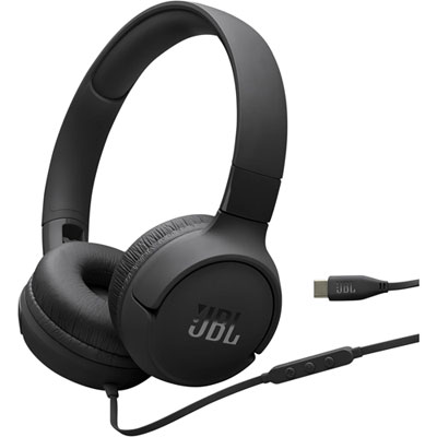 JBL Tune 520C On-Ear Headphones with USB-C Connector - Black