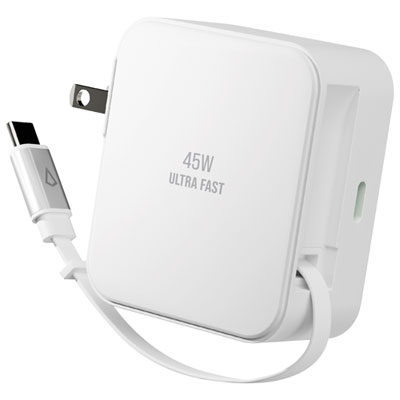 LBT 45W USB Type-C PD Wall Charger with Built-In Retractable Cable (LBTPD20W)