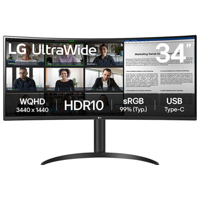 LG 34" WQHD 100Hz 5ms GTG Curved VA LED Monitor (34WR55QK-B) - Black