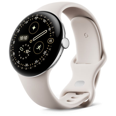 Google Pixel Watch 4 (Bluetooth) 45mm Polished Silver Aluminum Case with Porcelain Active Band
