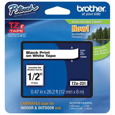Brother 12mm Black on White Tape (TZE231G) Great quality and sent quickly