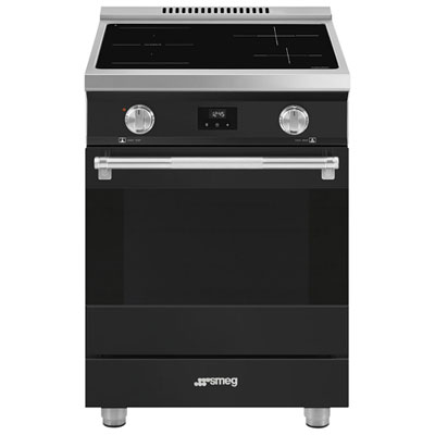 Cuisinière À Induction Encastrable À 4 Éléments Et Four À Convection 2,8 Pi³ 24 Po Smeg (Spr24Uiman) - Noir Mat