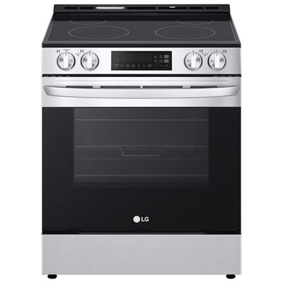 "Open Box - LG 30"" 6.3 Cu. Ft. Fan Convection Slide-In Electric Air Fry Range (LSEL6332FC) - Stainless Steel - Scratch & Dent"