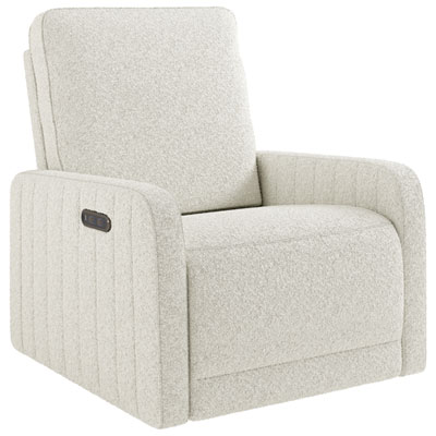 Storkcraft Kyoto Deluxe Extra-Wide Nursery Power Recliner Swivel Glider with USB Charging Port - Ivory Boucle