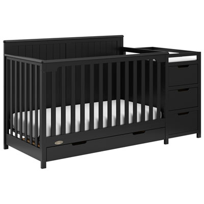 Lit De Bébé Transformable 5-En-1 Et Table À Langer 3 Tiroirs Hadley De Graco - Noir Great crib!!!!