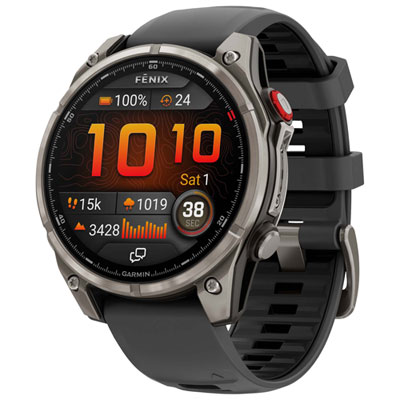Montre Intelligente Multisport Gps + Lte Amoled Verre Saphir 47Mm Fēnix 8 Pro De Garmin - Titane/noir/gris Galet Best Smart Watch Available