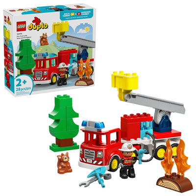 Lego Duplo : Le Camion De Pompiers Avec Un Boyau Et Un Pompier - 28 Pièces (10473) Great