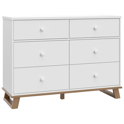 Storkcraft Modern 6-Drawer Kid Dresser - White with Vintage Driftwood