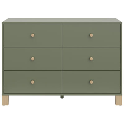 Storkcraft California 6-Drawer Kid Dresser - Olive with Driftwood