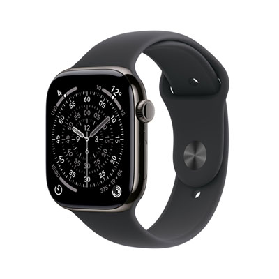 Apple Watch Series 11 (Gps + Cellulaire) Avec Boîtier De 46 Mm En Titane Ardoise Et Bracelet Sport Noir - Moyen/grand