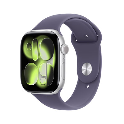 Apple Watch Series 11 (GPS) 46mm Silver Aluminum Case with Purple Fog Sport Band - Small/Medium