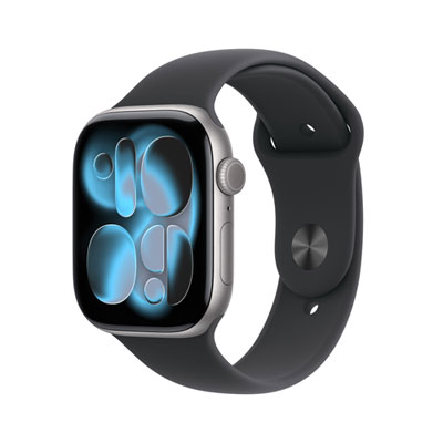 Apple Watch Series 11 (Gps + Cellulaire) Avec Boîtier De 46 Mm En Aluminium Gris Cosmique Et Bracelet Sport Noir - Moyen/grand