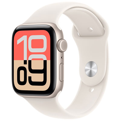 Apple Watch SE 3 (GPS + Cellular) 44mm Starlight Aluminum Case with Starlight Sport Band - Medium/Large