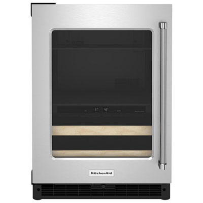 Open Box - KitchenAid Undercounter 4.9 Cu. Ft. Freestanding Beverage Centre - SS/Wood - Perfect Condition