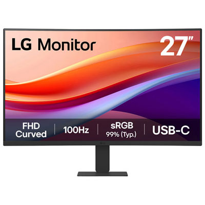 "Open Box - LG 27"" FHD 100Hz 5ms GTG Curved VA LCD Monitor (27U421A-B) - Black"