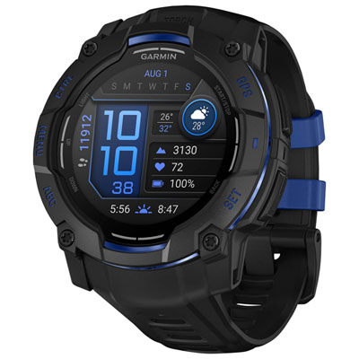 Montre Intelligente Multisport Amoled Instinct 3 De 50 Mm De Garmin - Noir/bracelet Silicone Bleu Électrique It’s the best watch made instinct, 350 mm