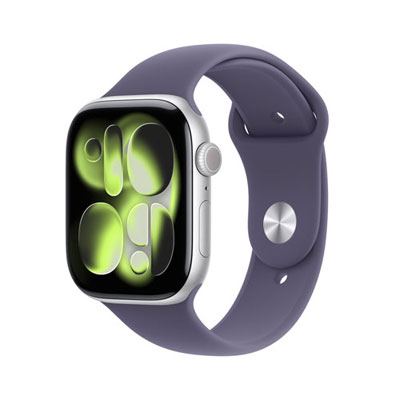 Rogers Apple Watch Series 11 (GPS + Cellular) 46mm Silver Aluminum Case with Purple Fog Sport Band - Small/Medium - Monthly Financing