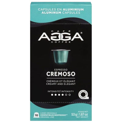 Agga Cremoso 1.87oz Medium Roast Cremoso Espresso Aluminium Capsules - 10 Counts