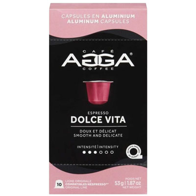 Capsules En Aluminium De Torréfaction Légère À Moyenne 1,87 Oz Espresso Dolce Vita D'agga - 10 Capsules