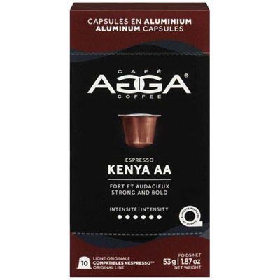 Agga Espresso Kenya AA 1.87oz Dark Roast Aluminium Capsules - 10 Counts