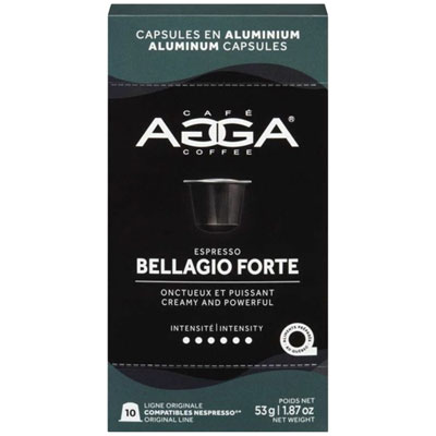 Capsules En Aluminium Espresso Bellagio Forte 1,87 Oz De Torréfaction Foncée D'agga - 10 Capsules