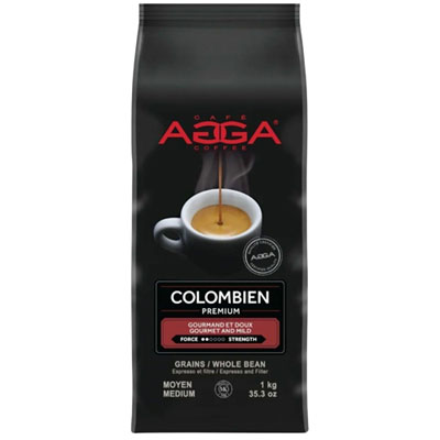 Agga Colombien Premium Medium/Dark Roast Espresso Whole Beans - 35.3oz (1kg)
