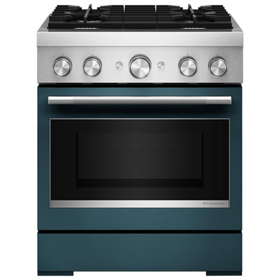 KitchenAid 30" 4.1 Cu. Ft. True Convection Free-Standing 4-Burner Dual Fuel Range (KFDS930SAG) - Agave