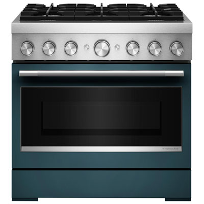 "KitchenAid 36"" 5.1 Cu. Ft. True Convection Free-Standing 6-Burner Dual Fuel Range (KFDS936SAG) - Agave"