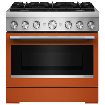 "KitchenAid 36"" 5.1 Cu. Ft. True Convection Free-Standing 6-Burner Dual Fuel Range (KFDS936SSC) - Scorched Orange"