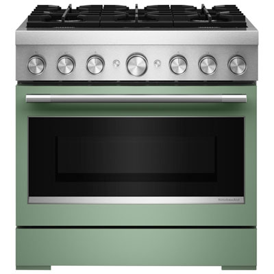 "KitchenAid 36"" 5.1 Cu. Ft. True Convection Free-Standing 6-Burner Dual Fuel Range (KFDS936SDC) - Cardamom"