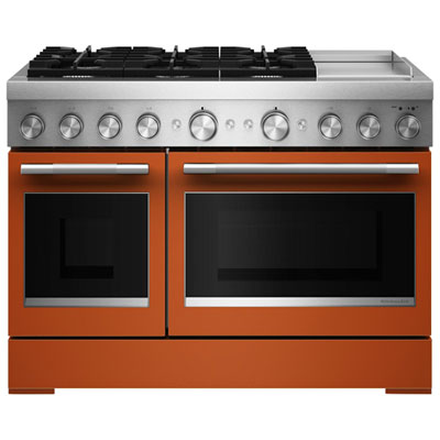 KitchenAid 48" 6.3 Cu Ft True Convection Free-Standing 6-Burner Dual Fuel Range w/ Electric Griddle (KFDD948SSC) -Scorched Orange