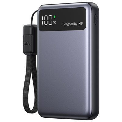 Chargeur Portable Mince Et Compact Usb-C/usb-A 45 W 10 000 Mah Pro D'iniu - Noir Awesome charges fast small great carry, own carry on cable works well