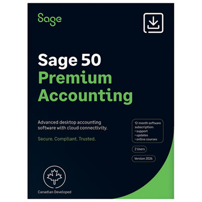 Sage 50 Premium Accounting 2026 (PC) - 2 User - 1 Year Subscription - Bilingual