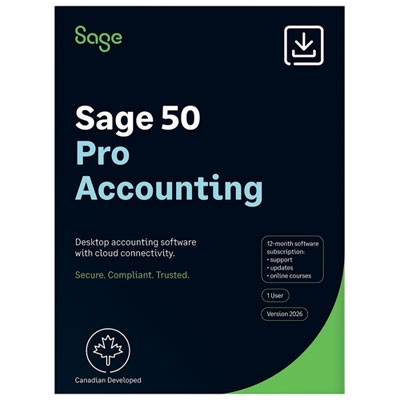 Sage 50 Comptabilité Pro 2026 (Pc) - 1 Utilisateur - Abonnement De 1 An - Bilingue